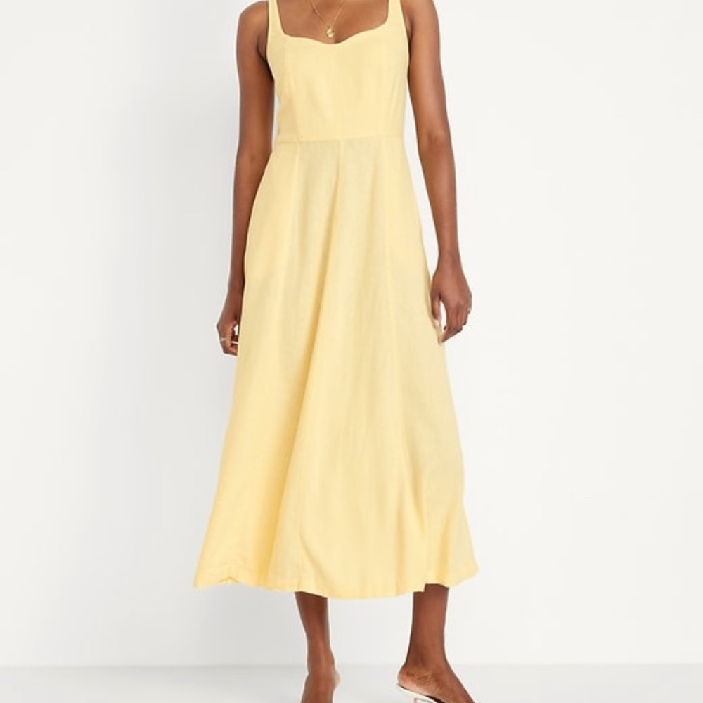 Fit & Flare Sleeveless Linen-Blend Midi
Dress